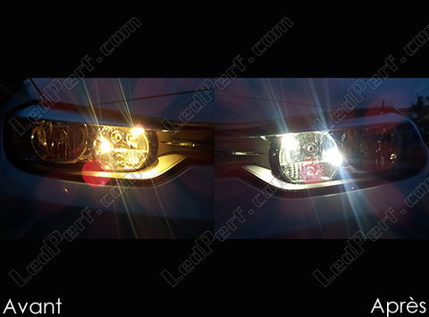 xenon white sidelight bulbs LED for BMW Serie 3 (F30 F31) before and after
