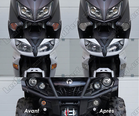 Front indicators LED for Kawasaki KVF 650 before and after