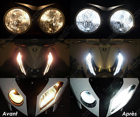 xenon white sidelight bulbs LED for Kawasaki KVF 750 before and after