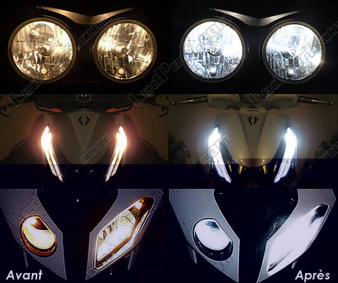 xenon white sidelight bulbs LED for Suzuki GSX-F 650 before and after