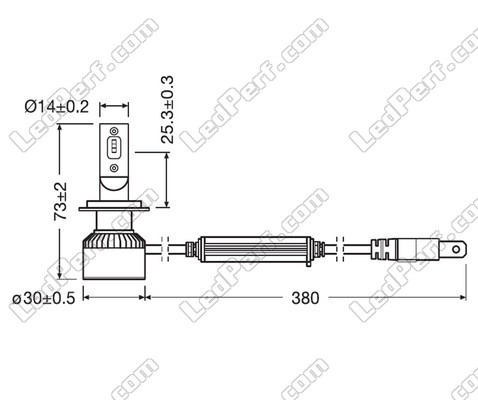Diagram for the Dimensions - LED bulbs H7 Osram LEDriving® XTR 6000K - 64210DWXTRD