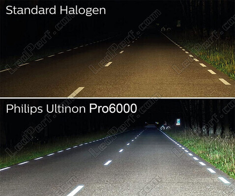 Comparison Philips ULTINON Pro6000 H7 LED Bulbs versus original halogen bulbs