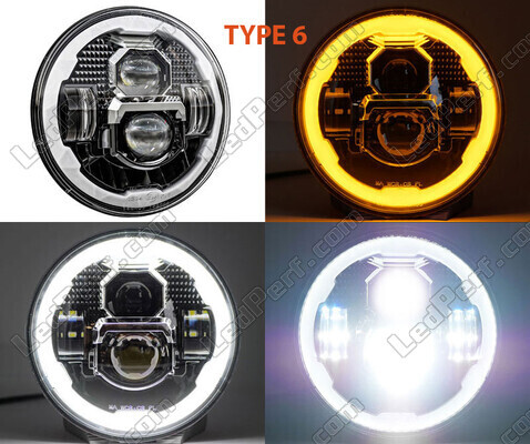 Type 6 LED headlight for Kawasaki VN 800 Classic - Round motorcycle optics approved