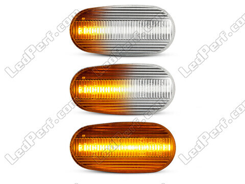 Lighting of the transparent sequential LED turn signals for Alfa Romeo 147 (2000 - 2004)