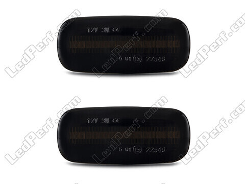 Front view of the dynamic LED side indicators for Audi A3 8L - Smoked Black Color