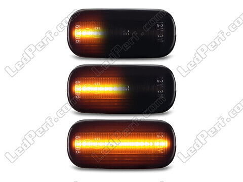 Lighting of the black dynamic LED side indicators for Audi A6 C6