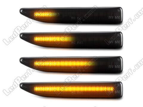 Lighting of the black dynamic LED side indicators for BMW Serie 7 (E65 E66)
