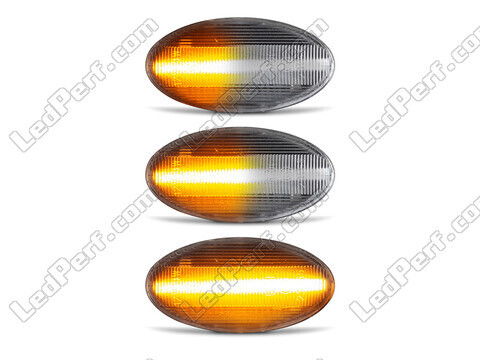Lighting of the transparent sequential LED turn signals for Citroen C2