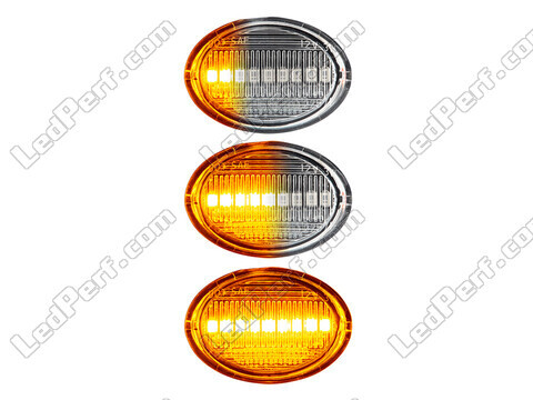 Lighting of the transparent sequential LED turn signals for Fiat 500