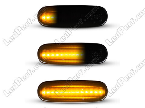 Lighting of the black dynamic LED side indicators for Fiat Grande Punto / Punto Evo