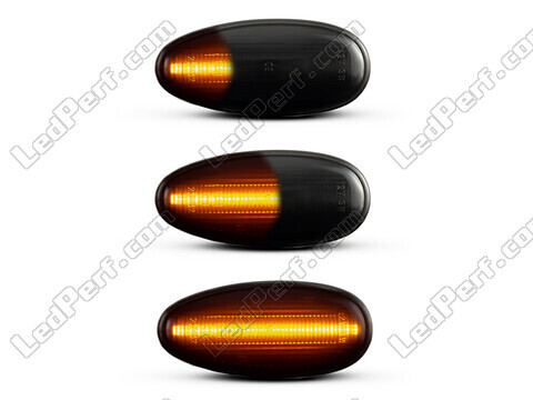 Lighting of the black dynamic LED side indicators for Mitsubishi Pajero sport 1
