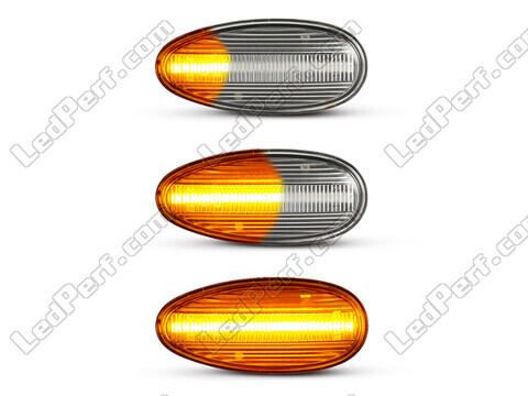Lighting of the transparent sequential LED turn signals for Mitsubishi Pajero sport 1