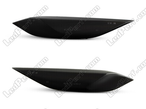 Front view of the dynamic LED side indicators for Porsche Cayenne II (958) - Smoked Black Color