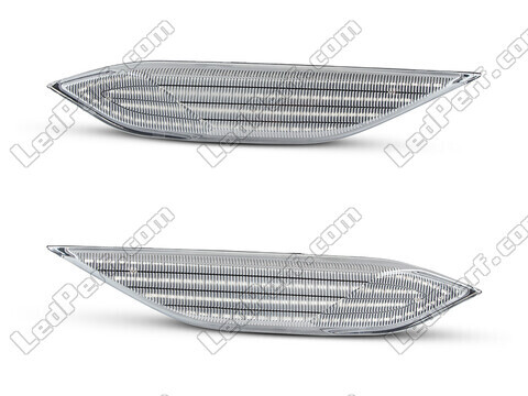 Front view of the sequential LED turn signals for Porsche Cayenne II (958) - Transparent Color