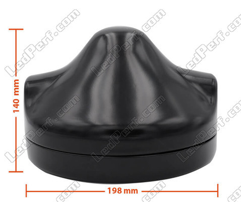 Black round headlight for 7 inch full LED optics of Kawasaki VN 800 Classic Dimensions