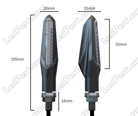 Dimensions of dynamic LED turn signals 3 in 1 for Triumph Tiger 1050