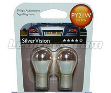Pack of 2 Philips SilverVision chrome indicator bulbs - PY21W - BAU15S base
